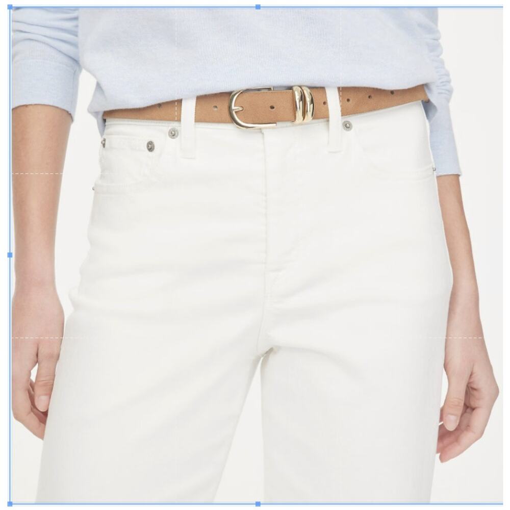 J.Crew Wide-Leg Cut Hem Jean WMN 25T White Denim Hi-Rise Raw Hem Tall BR053 Crop - Picture 3 of 8